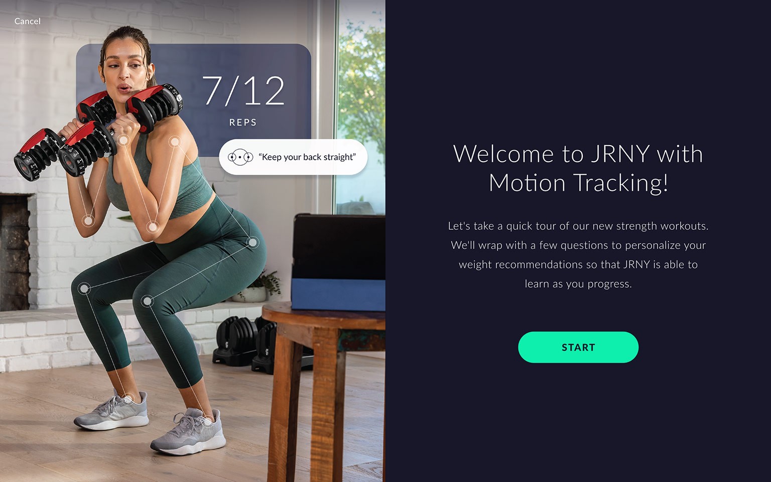 Introduction screen for new strength workouts.