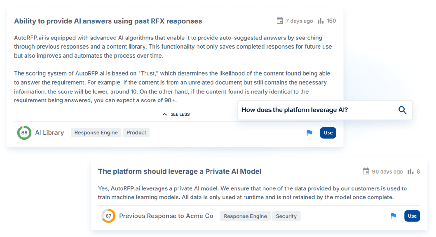 Ability to provide AI answers using RFX responses