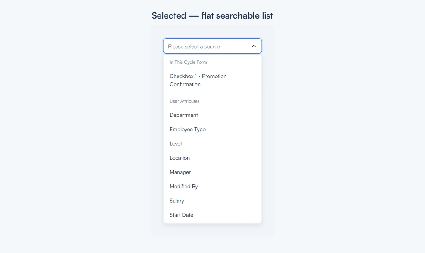 Selected source picker.