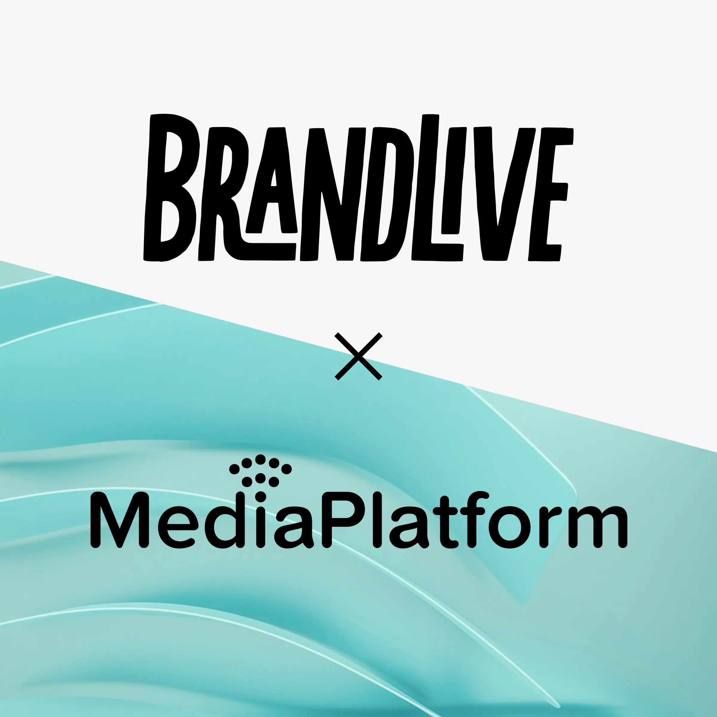 Brandlive and MediaPlatform logos on a teal wave background