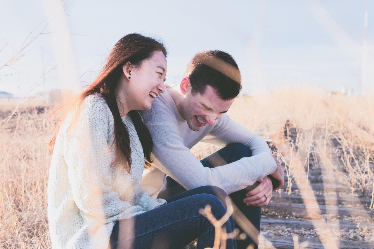 couple laughing together