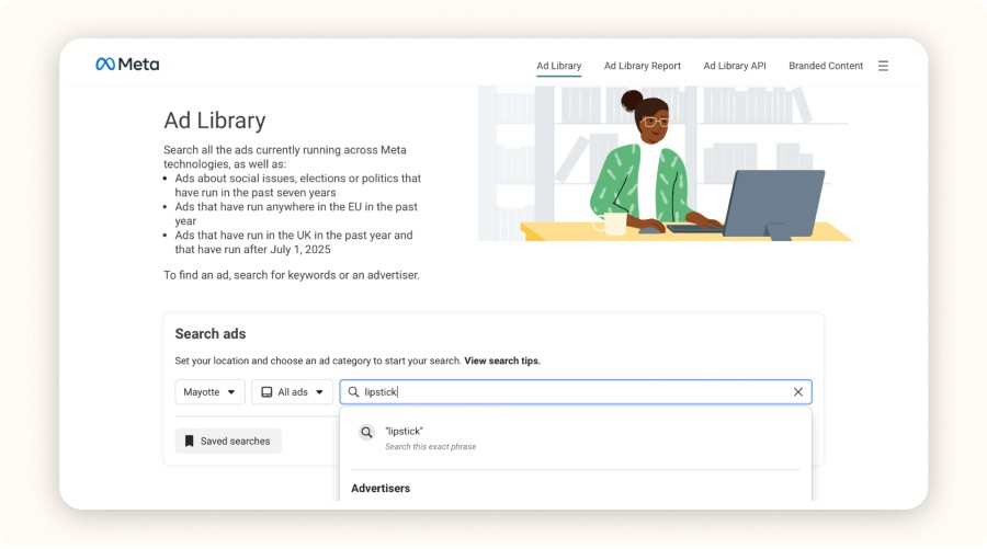 lipstick ads search in Ad Library