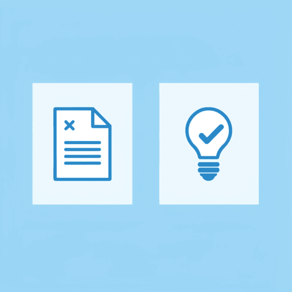 Before and after comparison: left side shows 'Describes Markets' with X mark, right side shows 'Guides Decisions' with checkmark