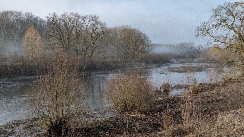 Sacred artwork by Faith and Verse. © Faith and Verse, 2026. All rights reserved. The wilderness site of Maubeuge along the Sambre River.