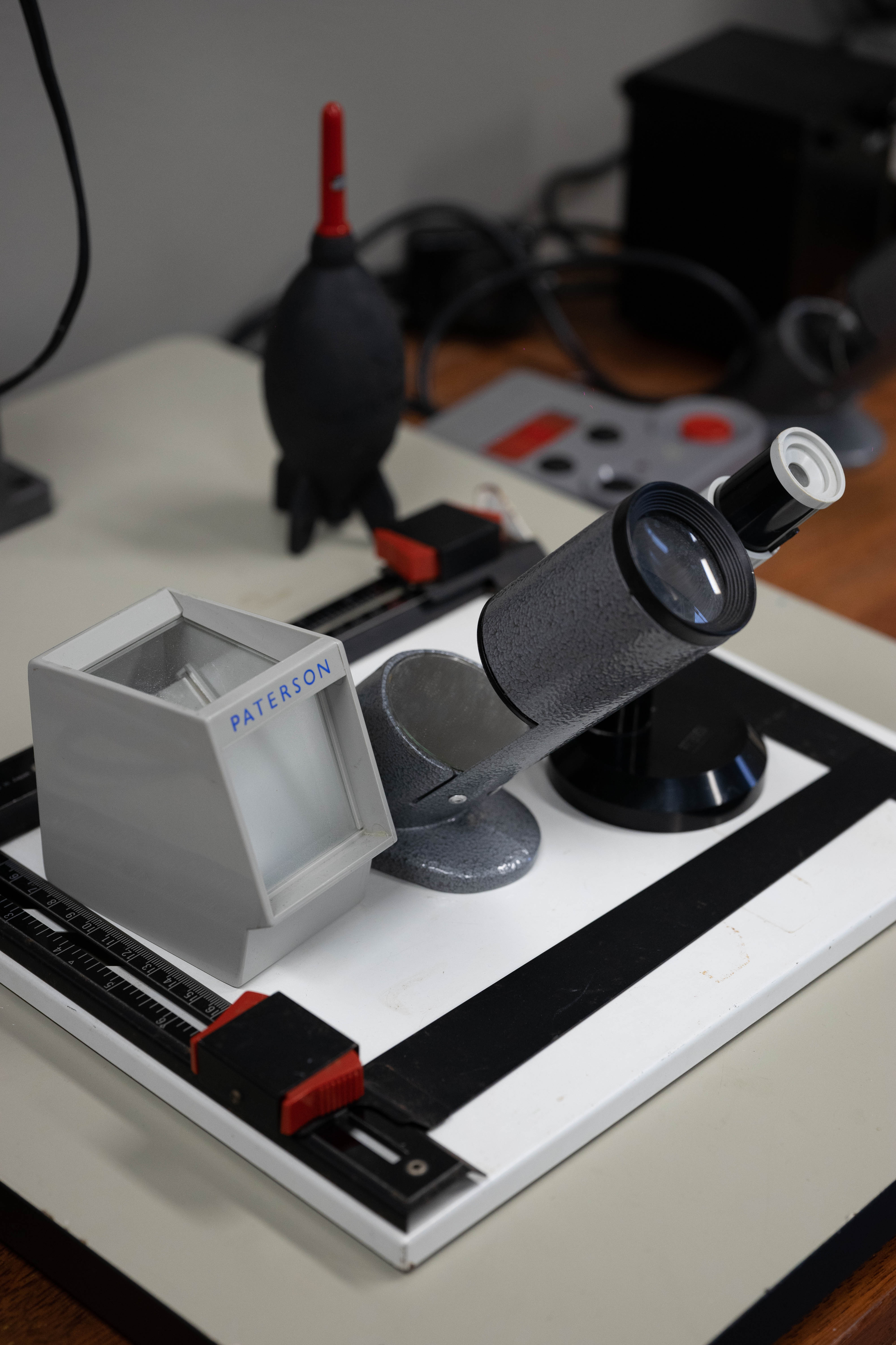 Darkroom printing easel and grain focusers in Brunswick Darkroom Melbourne