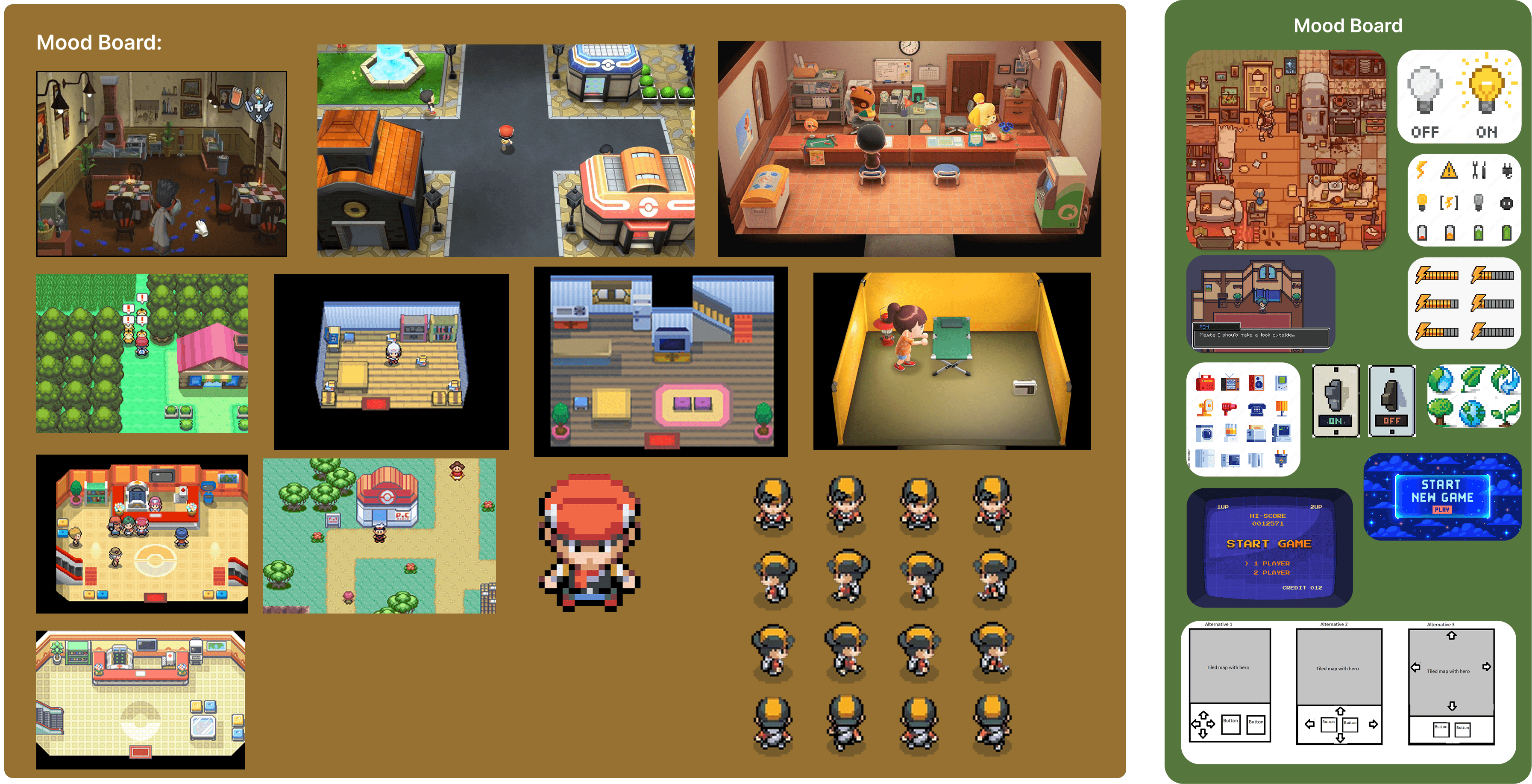 Mood board for our game based on early 2000s pixel top down 2D/2.5D games