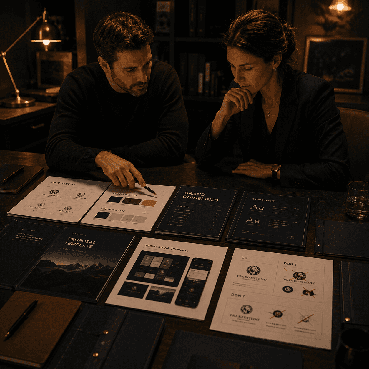 a brand guidelines consulting session in talkerstein's office