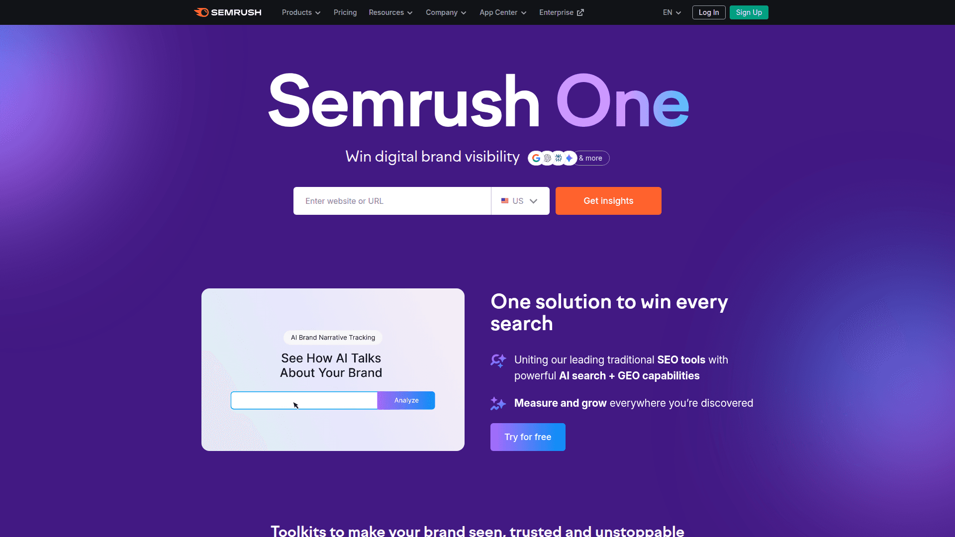 Screenshot of https://www.semrush.com