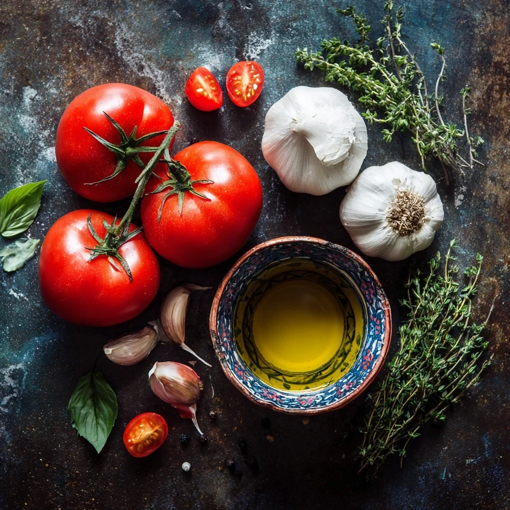 OYM olive oil in a cup with tomatoes and other vegetables on the side