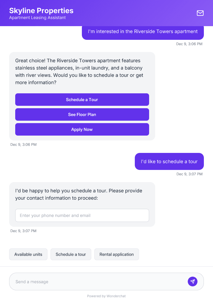 Apartment Rental AI Chatbot Template for Property Managers