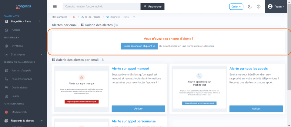 Validation de l'alerte