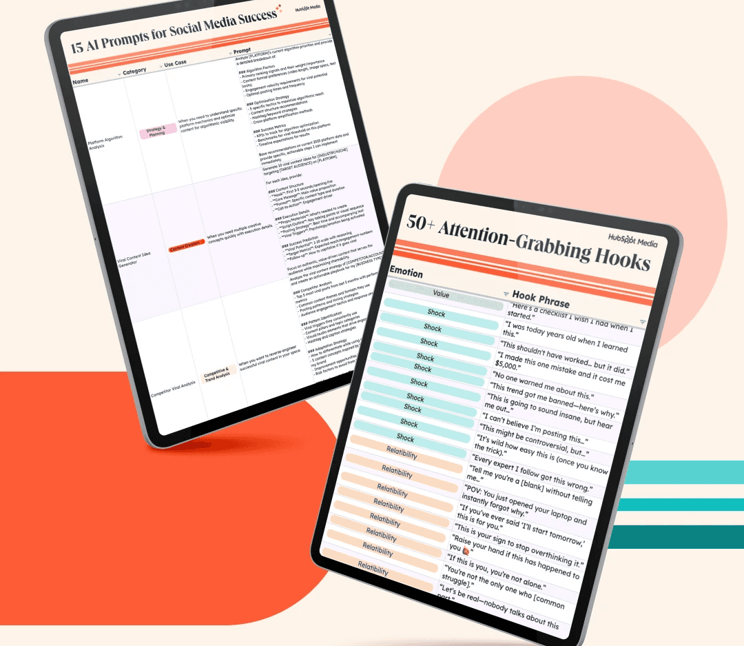 Digital tablets displaying social media guides - Viral Hooks for Instagram
