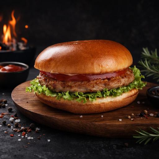 cheese burger on a wooden surface