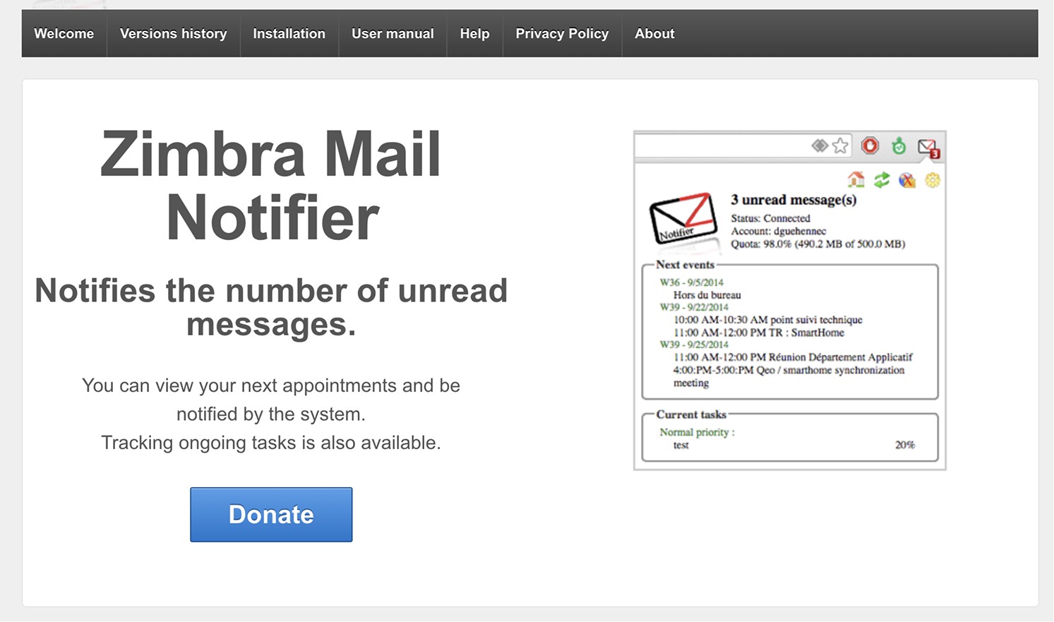 a one-liner extension landing page