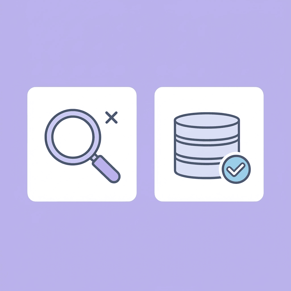 Before: scattered documents and manual search; After: organized knowledge with checkmark