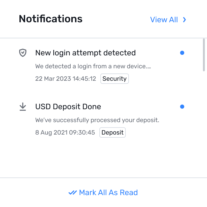 notifications dropdown