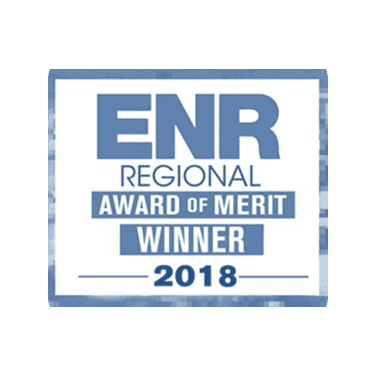 ENR Regional Award of Merit Winner 2018 logo in blue and white.