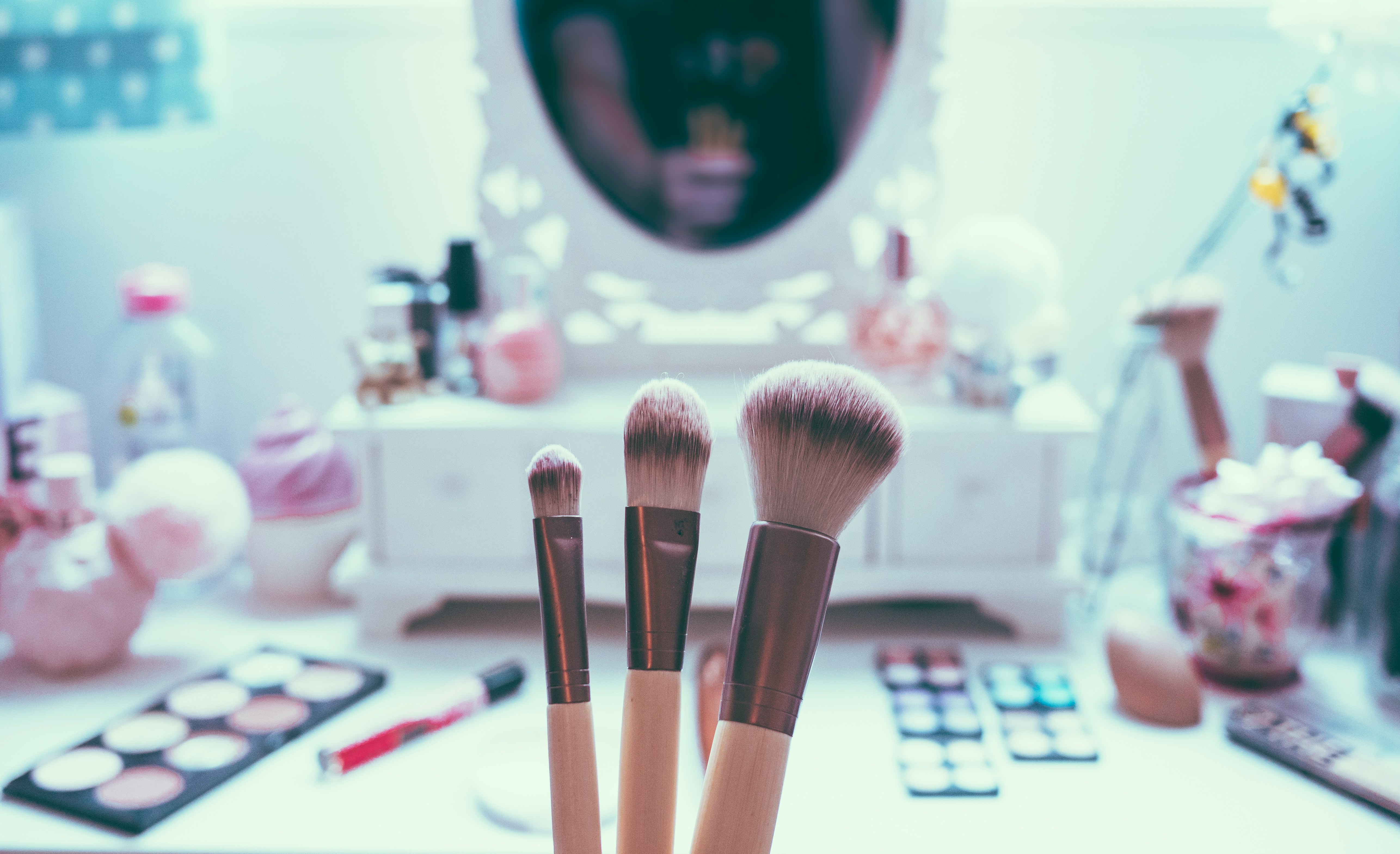 makeup brushes and beauty products for Glow Up 