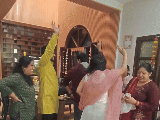 Several generations share a spirited home dance circle