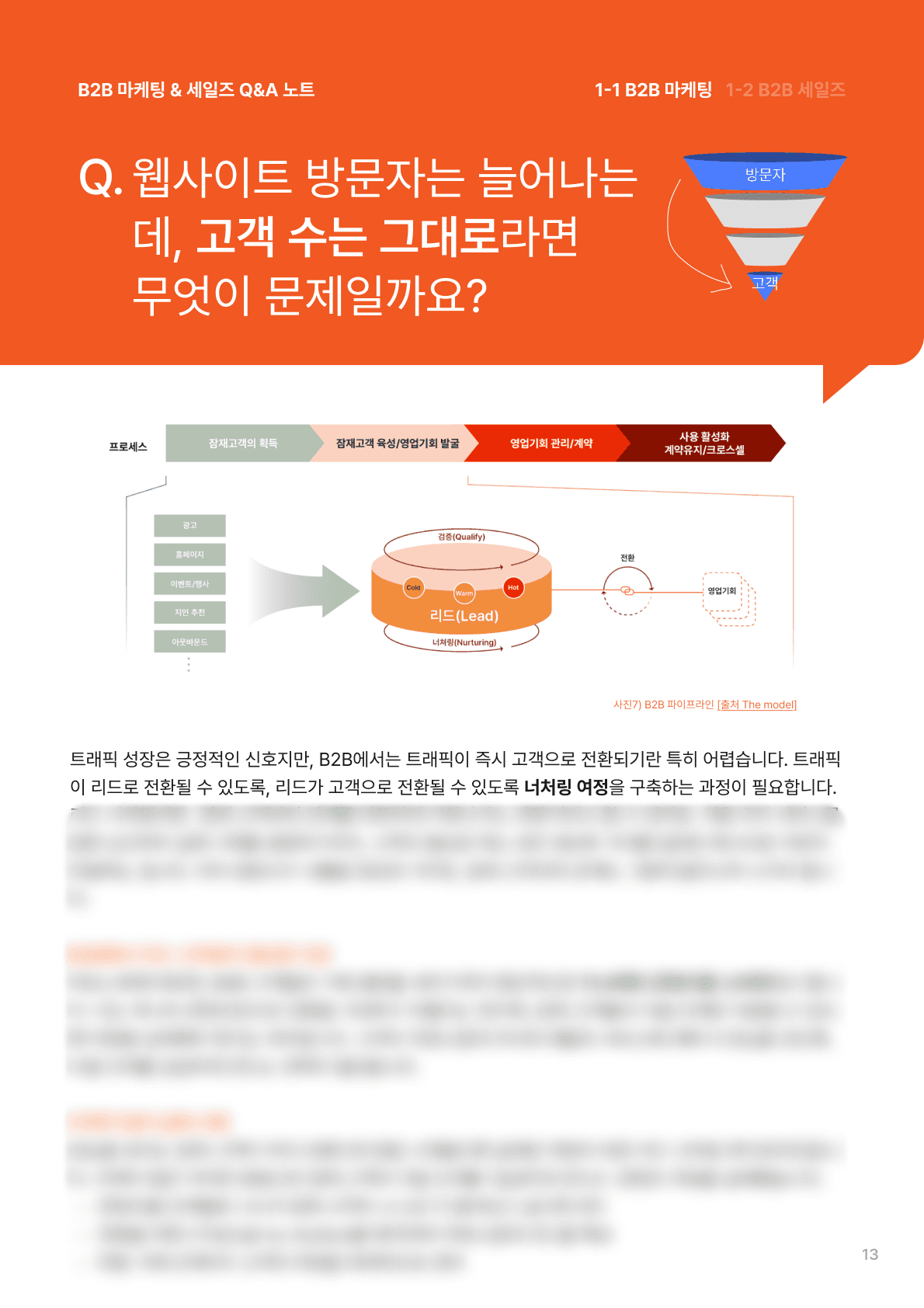 리캐치가 만든 101가이드에서 웹사이트 방문자는 늘어나는데, 고객 수는 그대로라는 고민의 답변 사진
