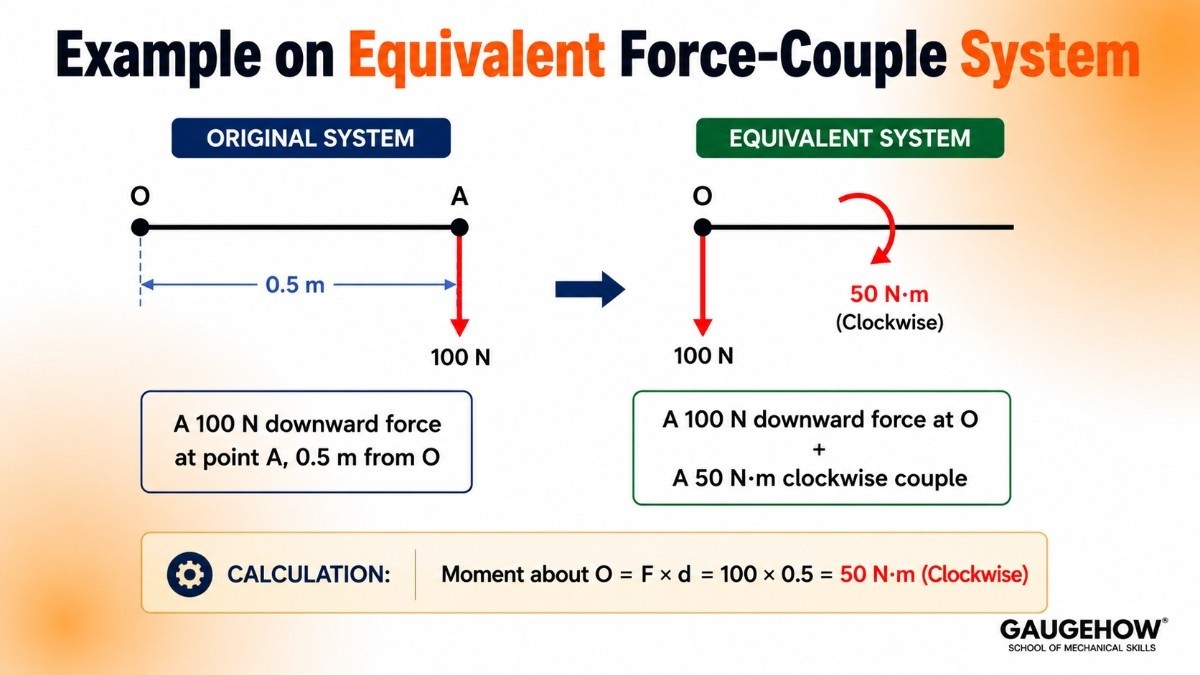 Example on Equivalent Force-Couple System