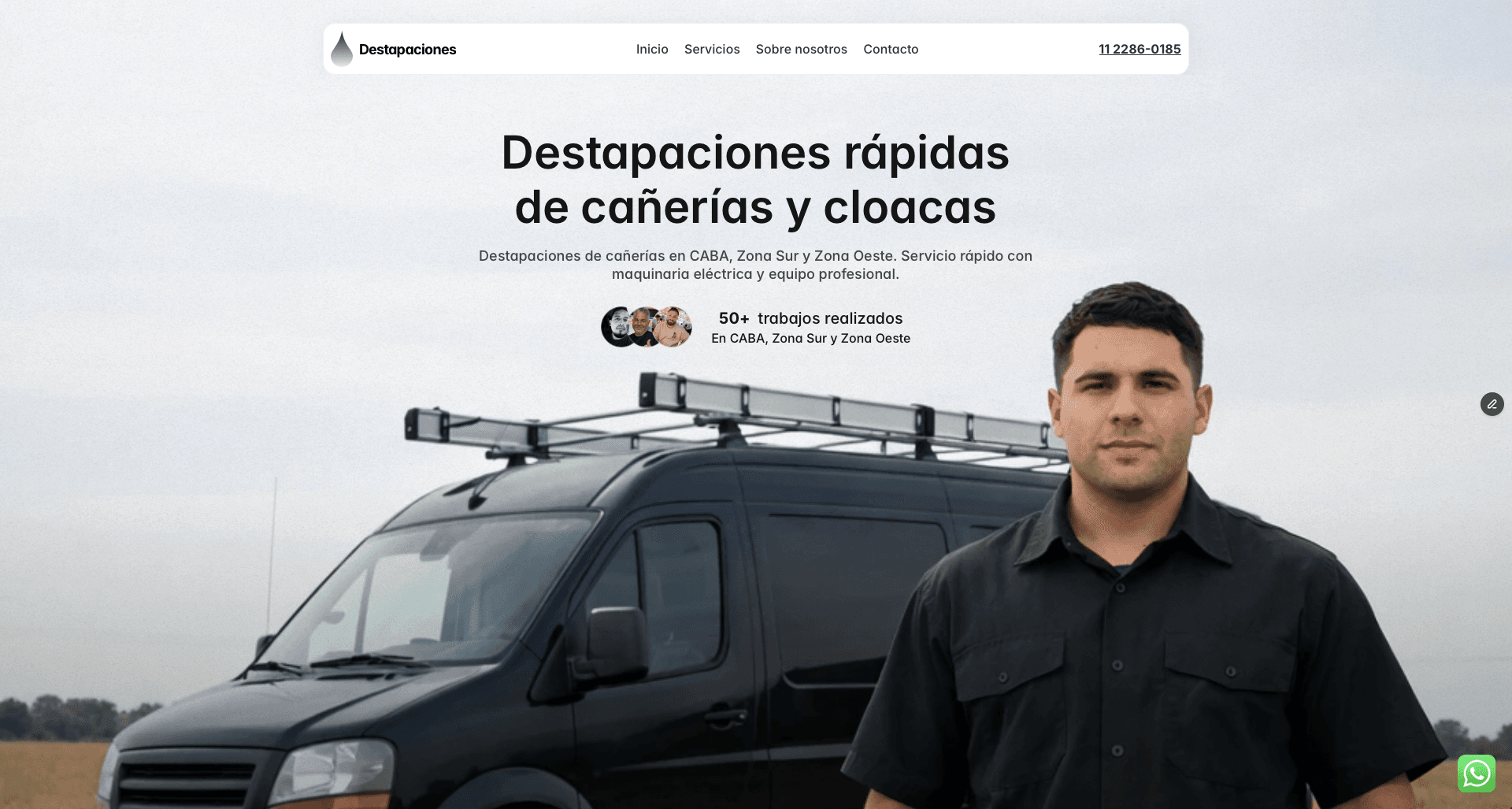 Página principal de Destapaciones, servicio de cañerías y cloacas
