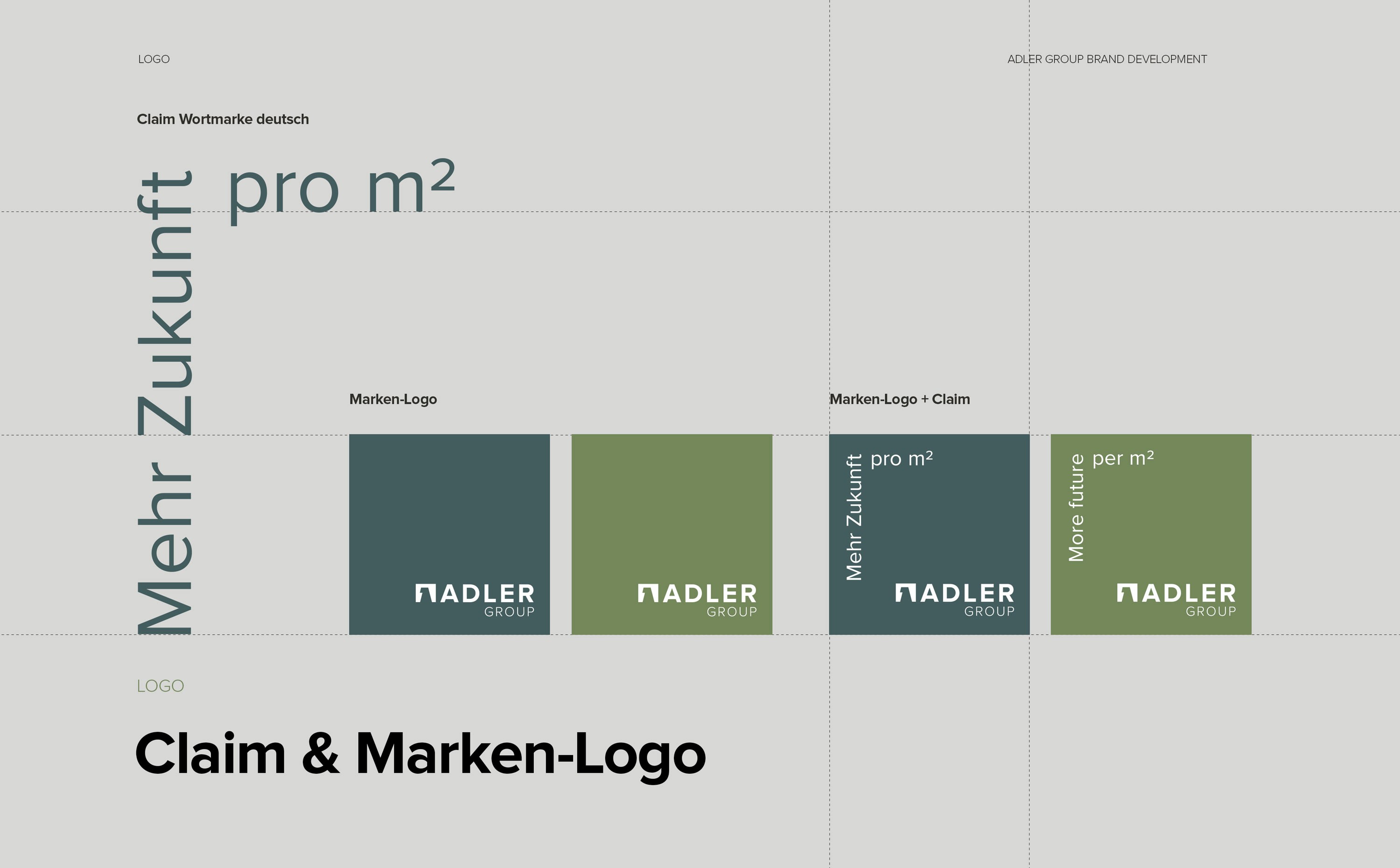 Logo Design und Markenauftritt für die Adler Group – modernes, reduziertes Corporate Design mit klarer Typografie.