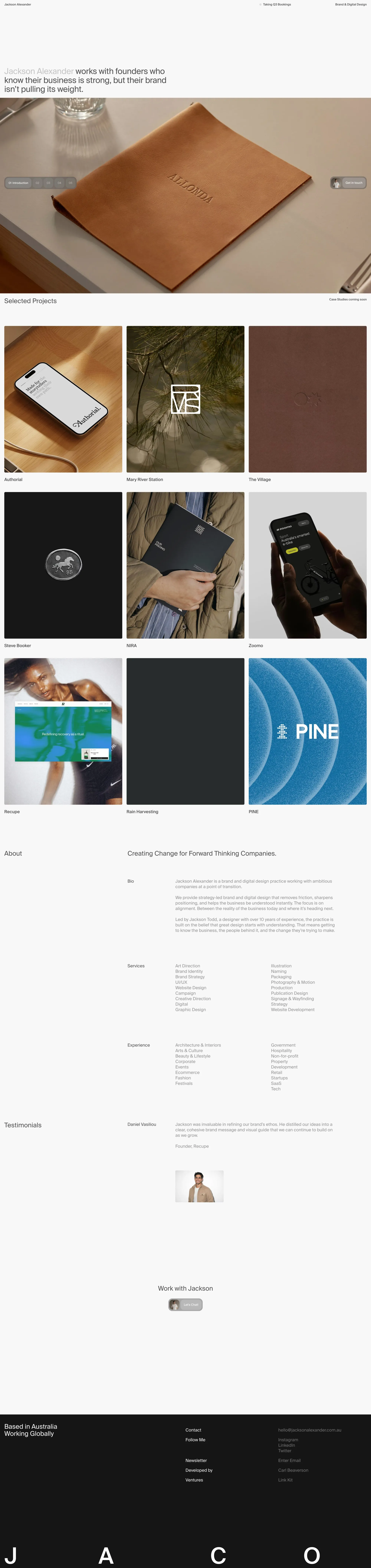Brand and Digital Design Partner portfolio page screenshot showcasing Advertising and Design design