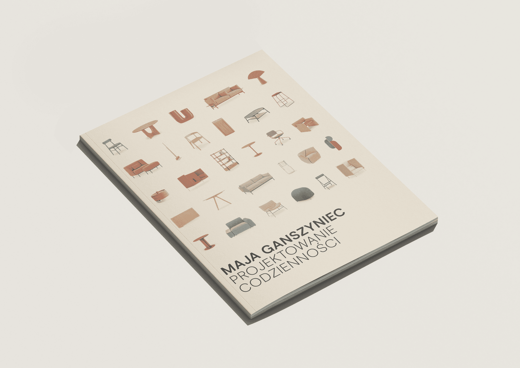 Katalog Maja Ganszyniec Projektowanie Codzienności leżący na jednolitym tle