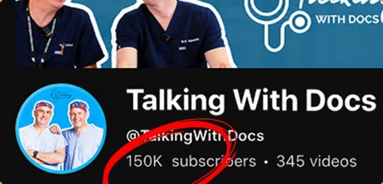 Talking With Docs YouTube profile on day 1 with 150K subscribers