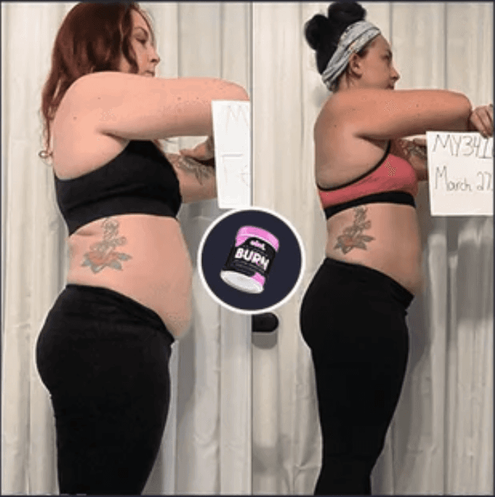 Side-by-side comparison of a woman