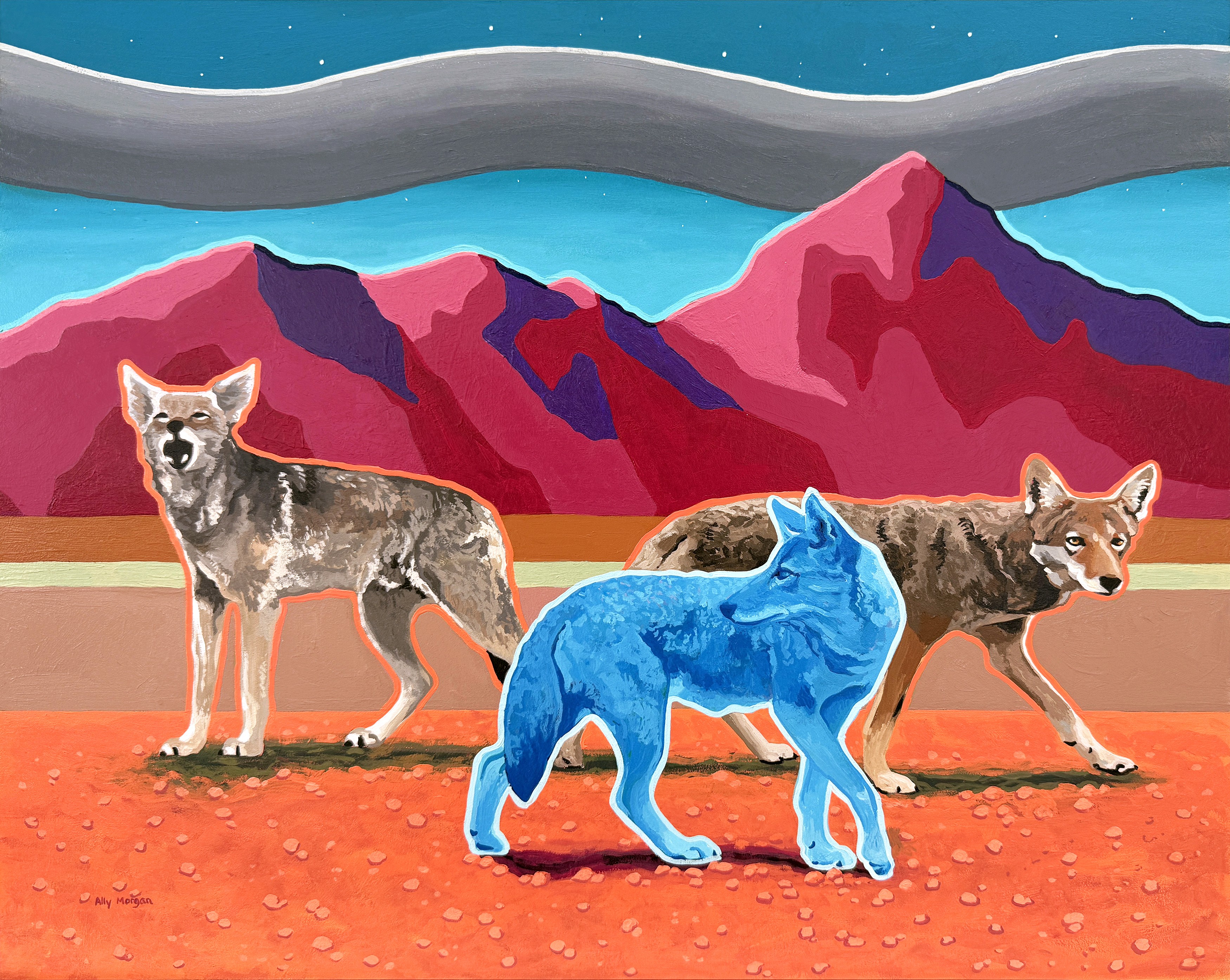 abstract graphic representing several mountains with one highlighted mountainside