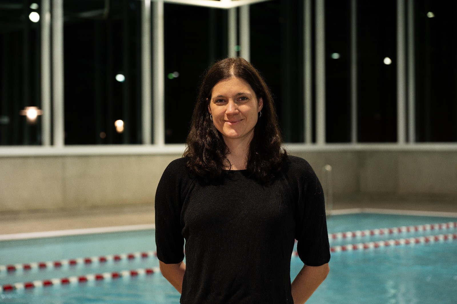 woman in red tube dress in water
