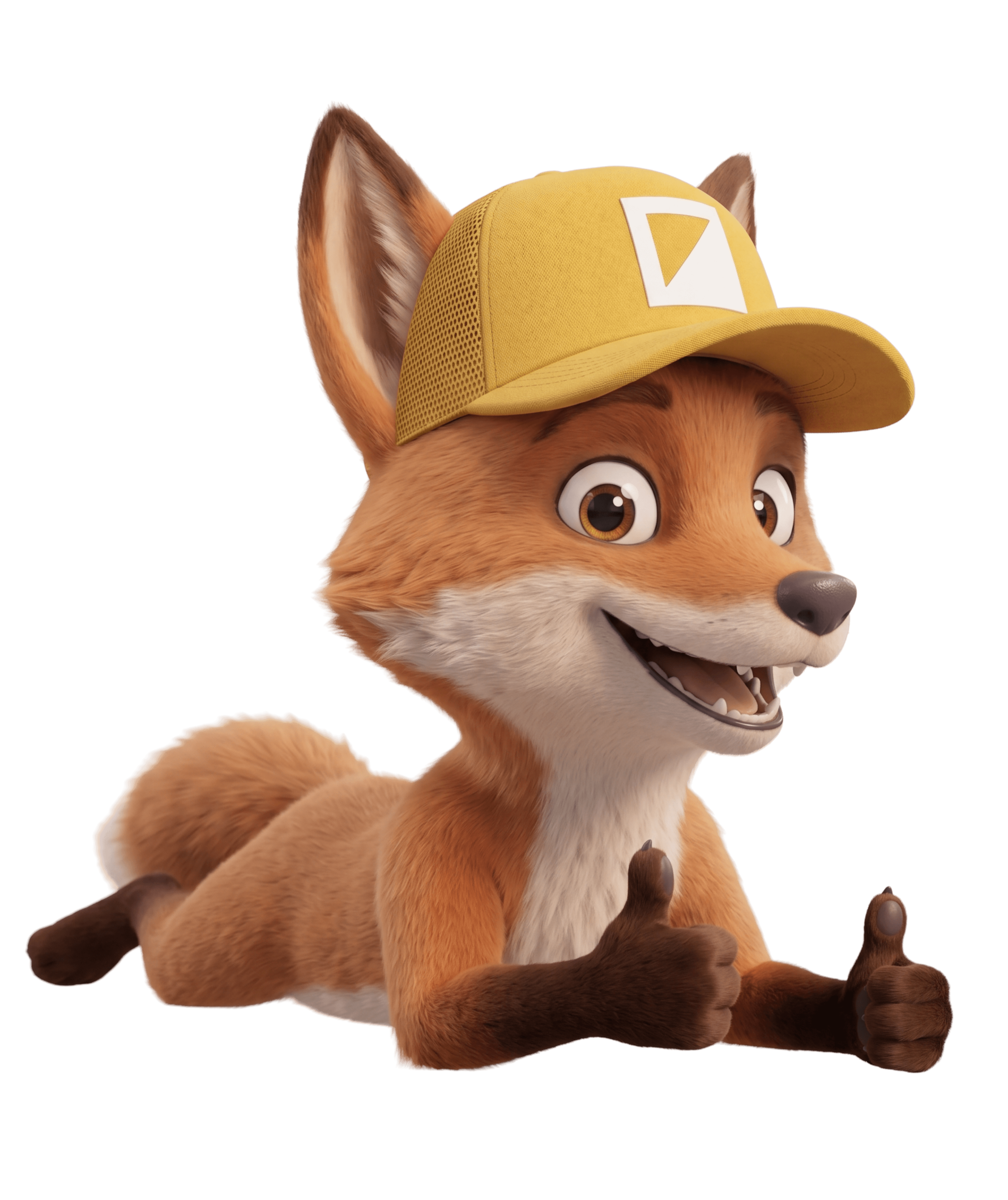 Planlogi fox mascot lying down relaxed