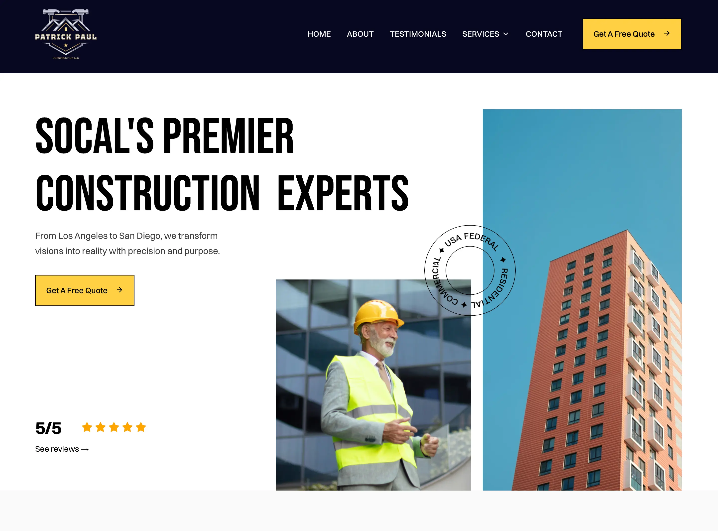 Patrick Paul Construction web design