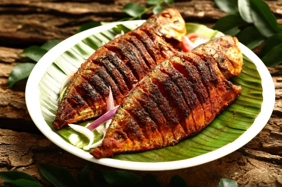 Spiced grilled fish platter