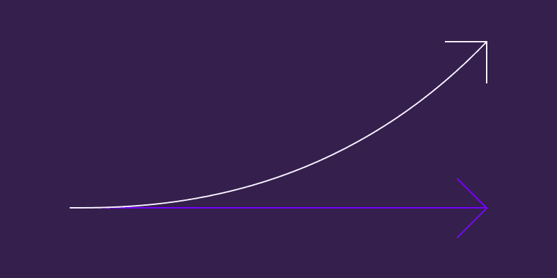 An abstract upward curve and horizontal arrow, symbolizing strategic people planning for long-term business growth