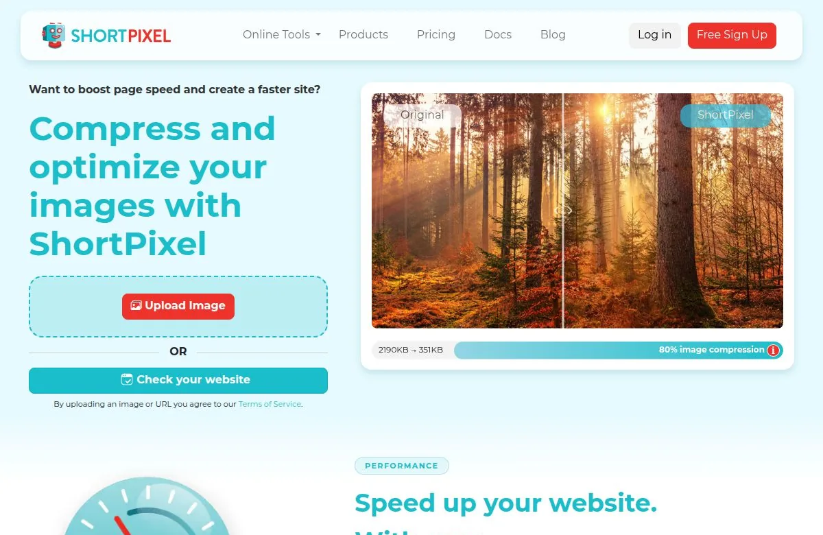 ShortPixel official homepage screenshot