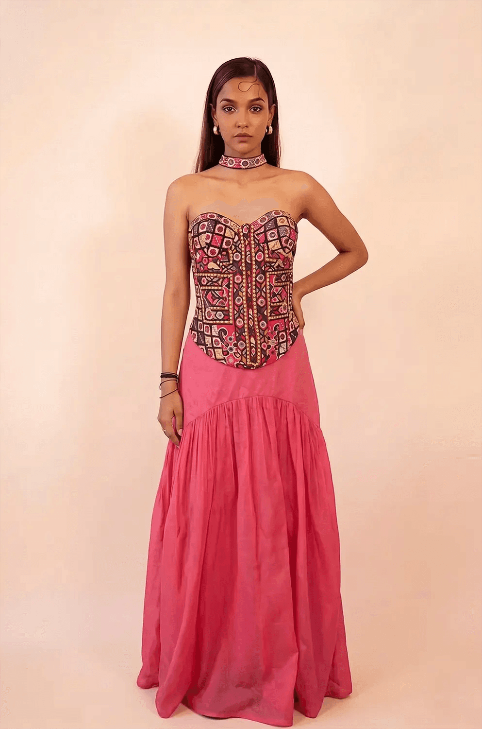 CHOLA CORSET SET is our one-of-a-kind ensemble, handcrafted in-house using three antique cholis.