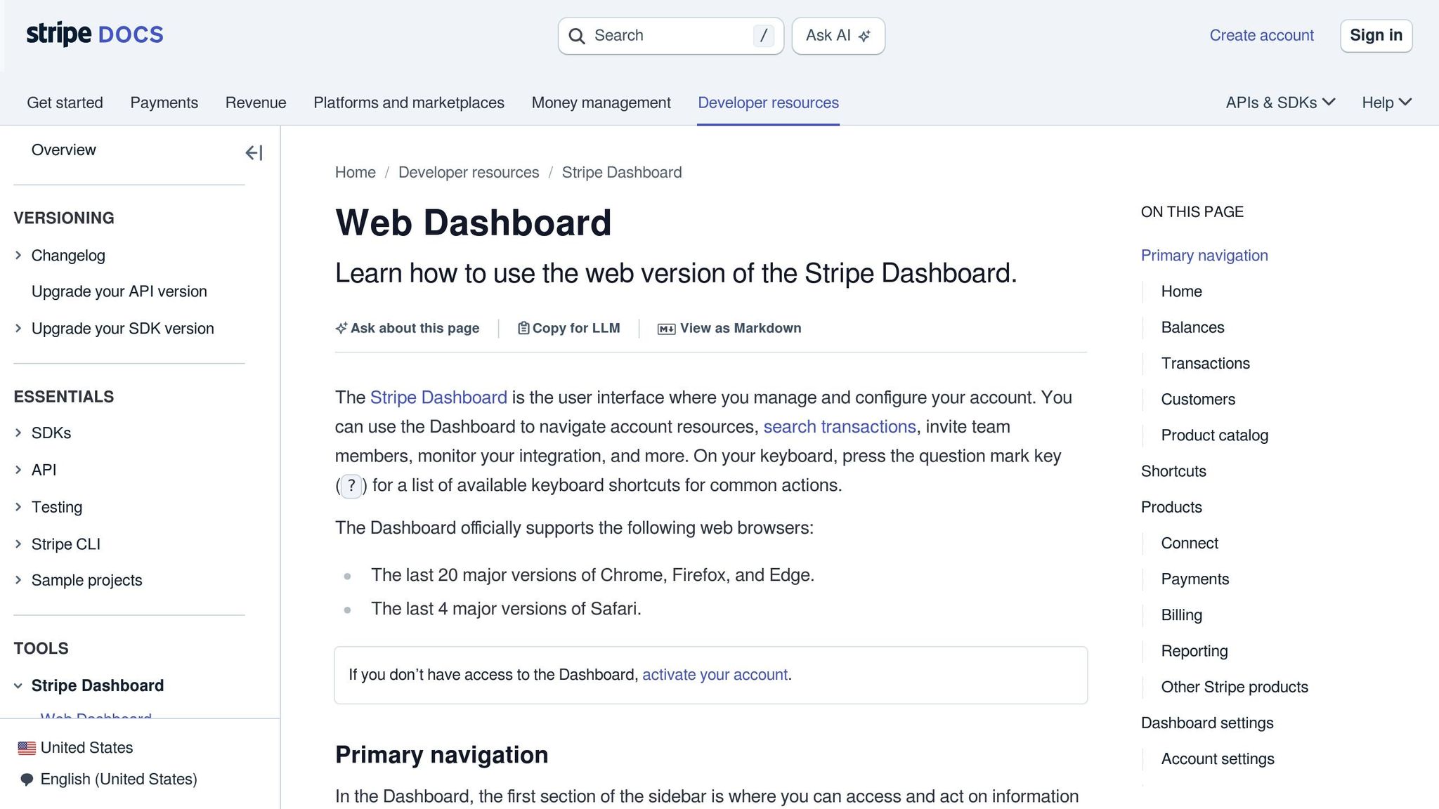 Stripe Dashboard
