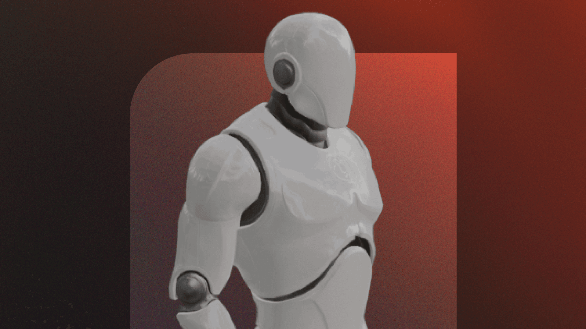 3D-rendered humanoid robot model on a gradient background, representing character design or animation.