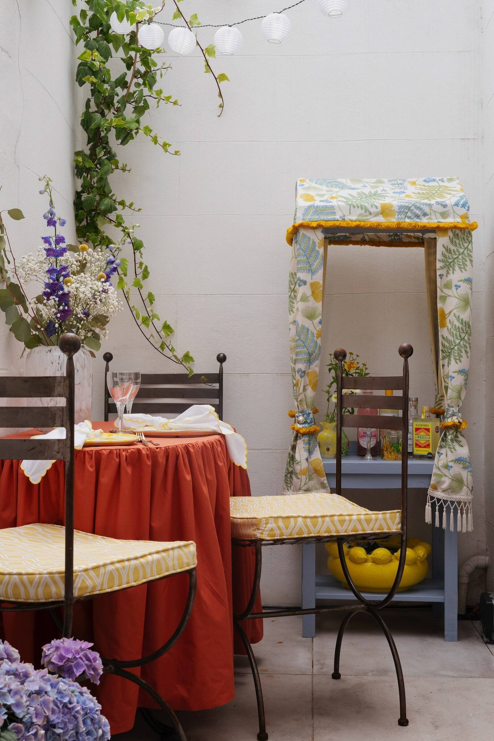 Whimsical Brighton Patio by Interior Design Studio Atelier Akuko Combines Victorian and Mediterranean Design Influences