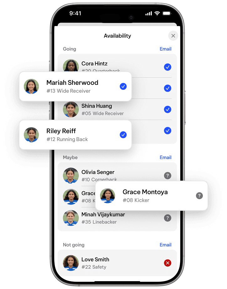 TeamLinkt's Football Team Player Availability Tracking Tool