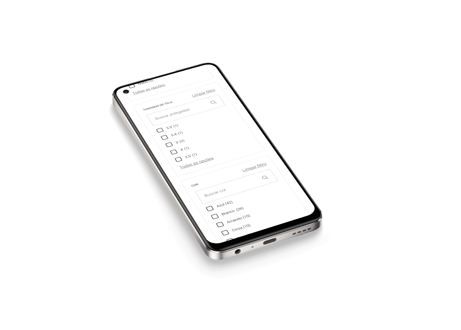 Smartphone with filter component opened