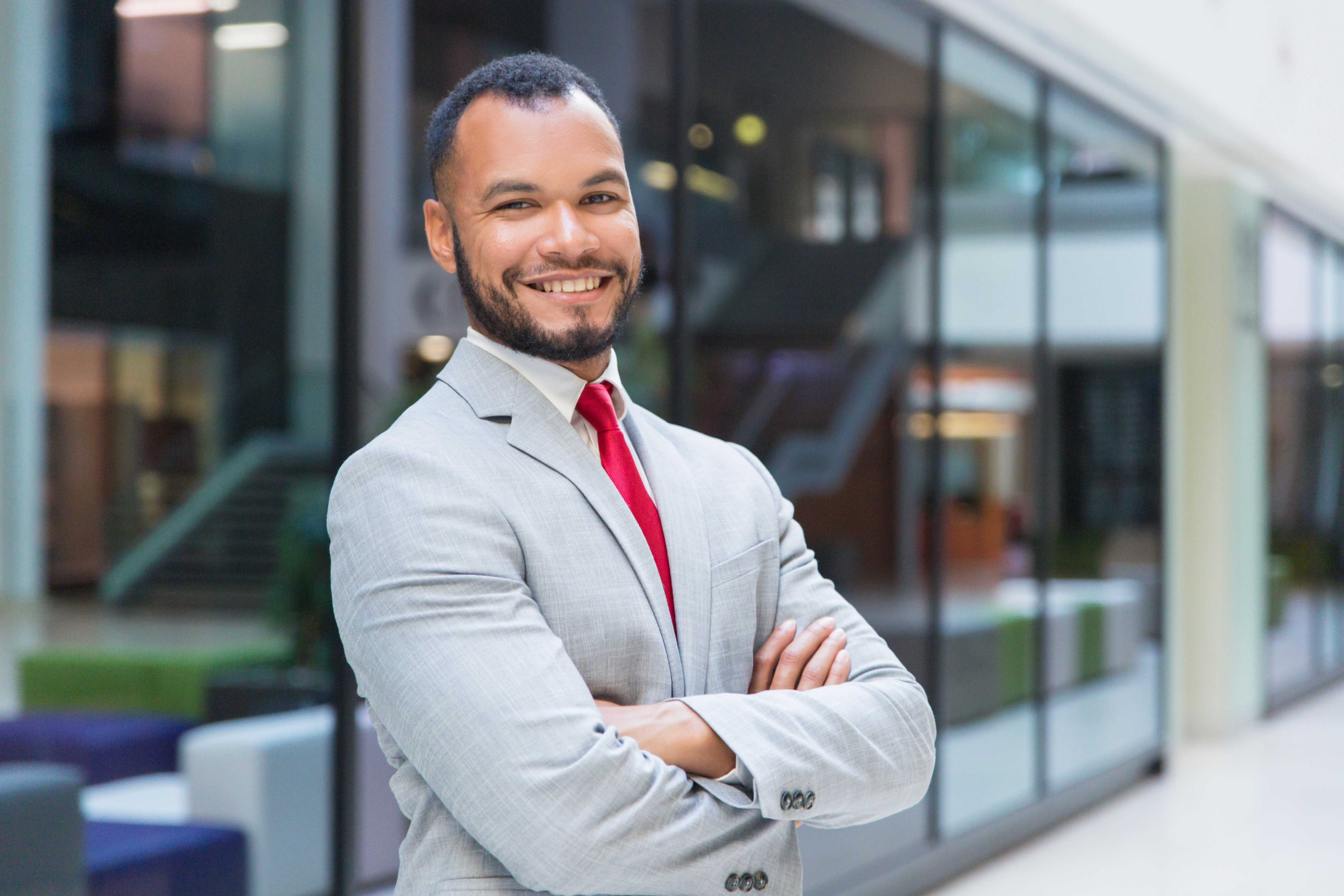Male user smiling 