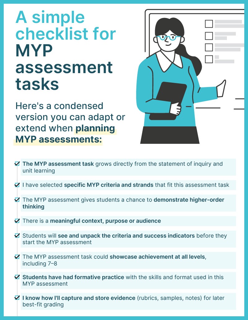 &nbsp;A simple checklist for MYP assessment tasks