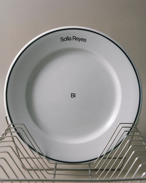 A photo of a customized plate for Sofía Reyes' project.