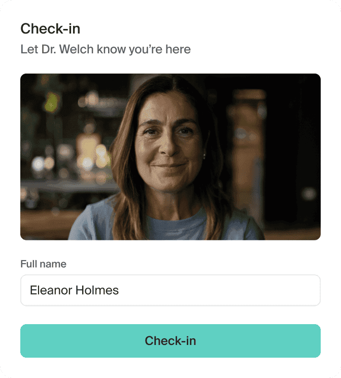 A screenshot of the doxy.me patient check-in feature.