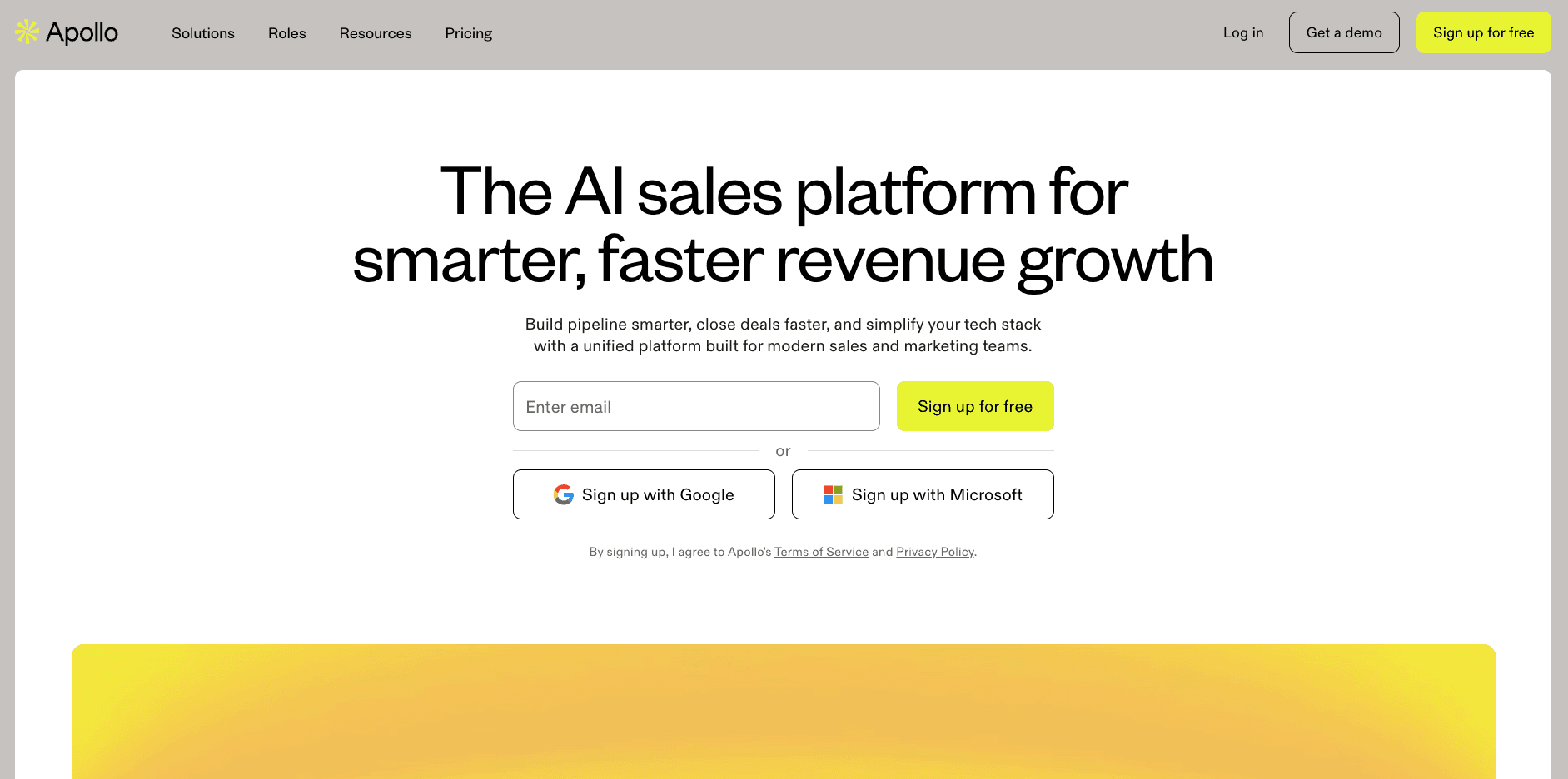 Apollo.io homepage
