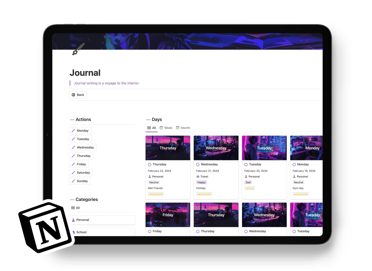 Best 10+ Notion Daily Journal Templates